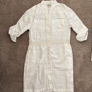 DKNYC White Long Sleeve Shirt Dress Casual
